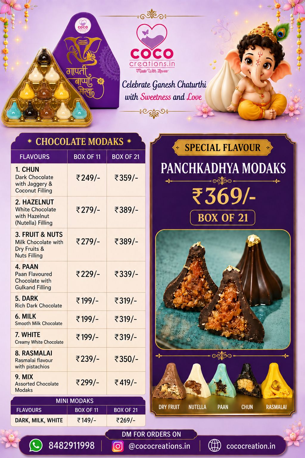 Coco Creations Ganesh Chaturthi Modak Menu